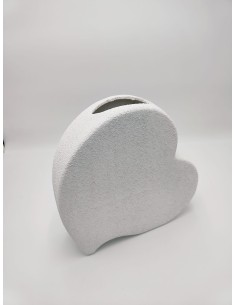 Vaso Cuore in ceramica effetto cemento bianco, 26 cm | Petite Fantasie -PETITE FANTASIE