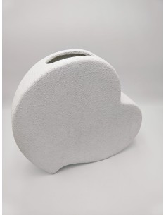 Vaso Cuore in ceramica effetto cemento bianco, 32 cm | Petite Fantasie