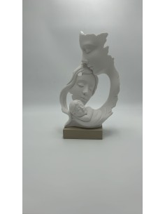 Scultura Famiglia da tavolo in marmorino nocciola e bianco, H 34 cm | Bongelli Preziosi -BONGELLI PREZIOSI