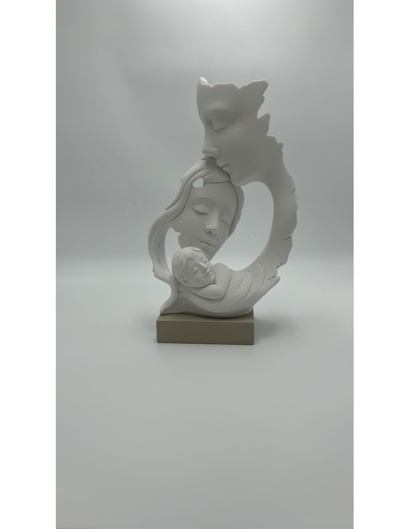Scultura Famiglia da tavolo in marmorino nocciola e bianco, H 34 cm | Bongelli Preziosi -BONGELLI PREZIOSI