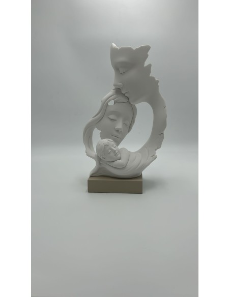 Scultura Famiglia da tavolo in marmorino nocciola e bianco, H 34 cm | Bongelli Preziosi -BONGELLI PREZIOSI