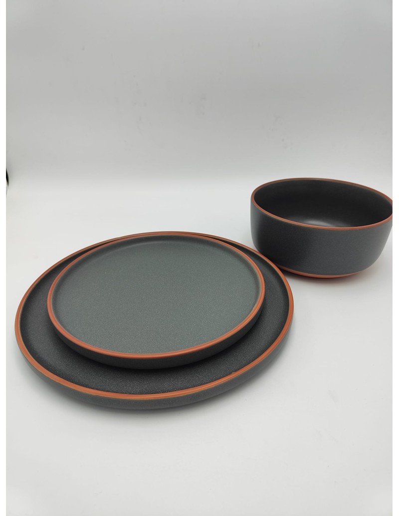 Copenaghen servizio 18 piatti in stoneware grigio effetto terracotta | Villa d'Este -VILLA D' ESTE