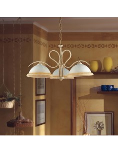 Sospensione a bilancia Miranda 3 luci in stile country avorio e oro, L 68 cm, E27 | Bonetti -BONETTI ILLUMINA 2