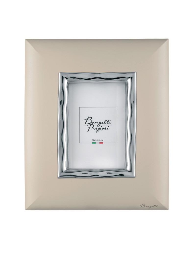 Cornice portafoto in marmorino nocciola con dettagli cromo, foto 13x18 | Bongelli -BONGELLI PREZIOSI