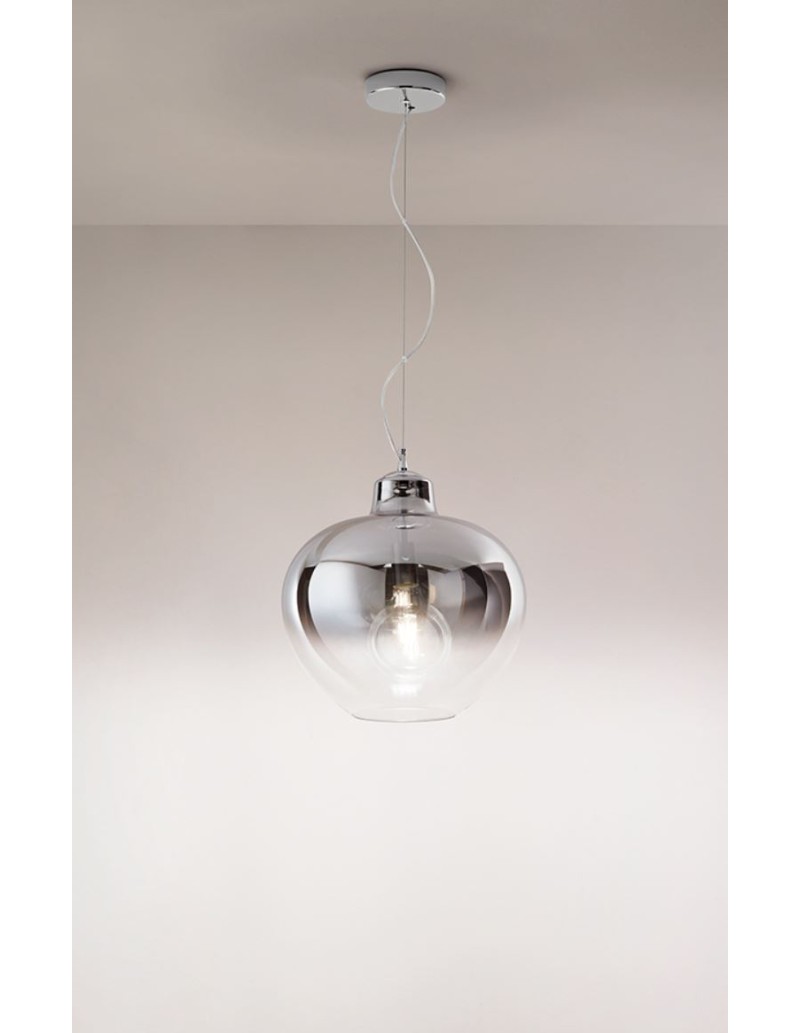 Sospensione Bowl in vetro fumé Ø 36,5 con montatura cromo, E27 | Perenz -PERENZ
