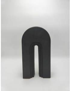 Vaso di design ad arco in ceramica nera, H 29,5 cm | Eglo