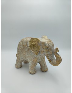 Statua Elefante Ishikari in poliresina bianca con dettagli oro, 28 cm | Eglo -EGLO