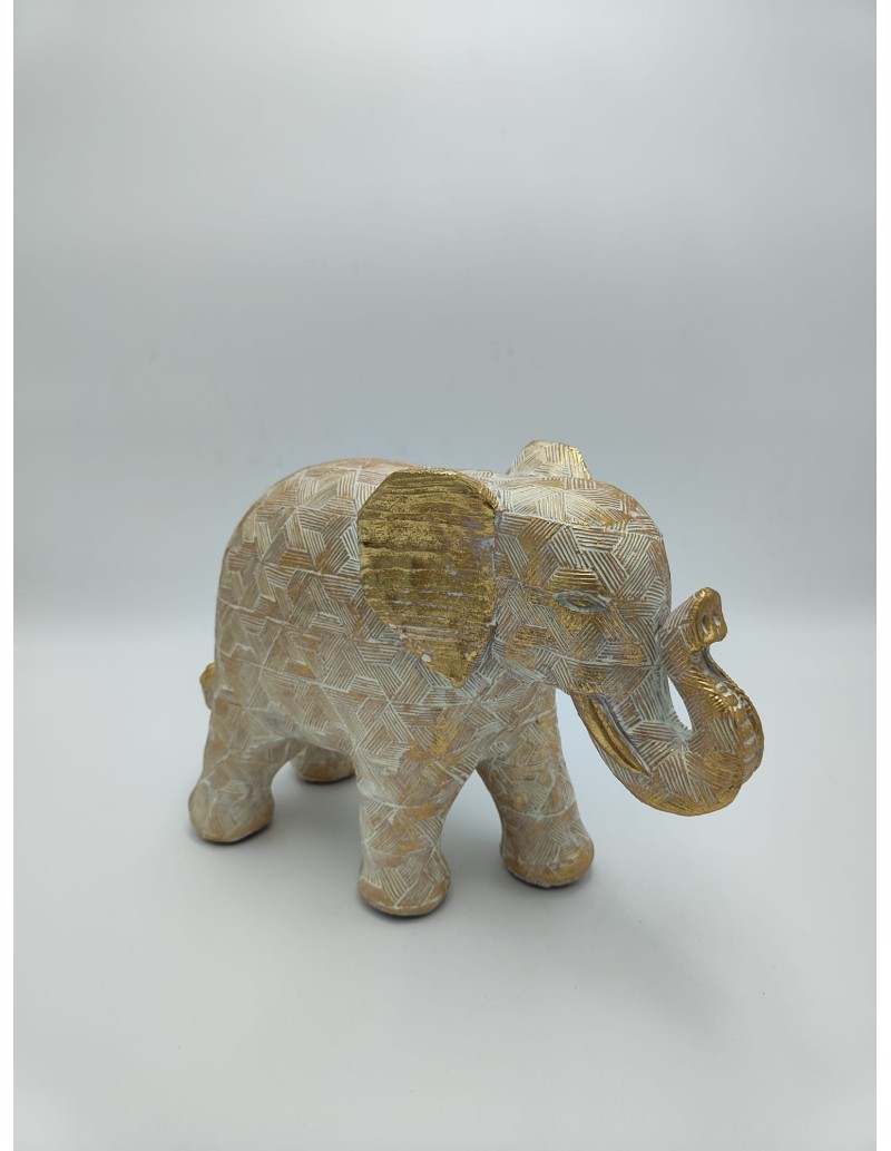 Statua Elefante Ishikari in poliresina bianca con dettagli oro, 28 cm | Eglo -EGLO