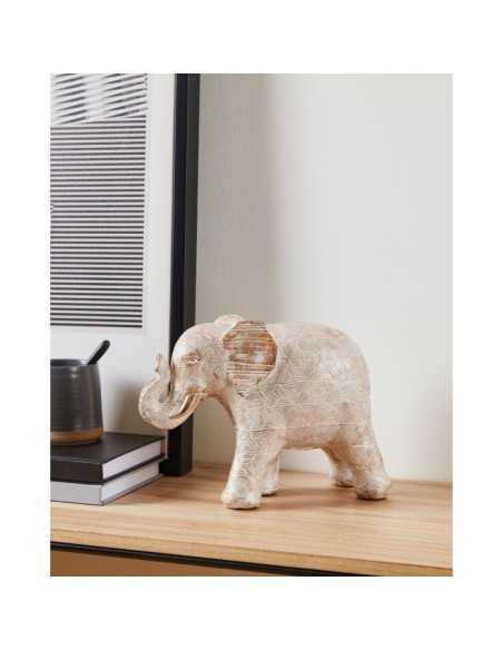 Statua Elefante Ishikari in poliresina bianca con dettagli oro, 28 cm | Eglo -EGLO