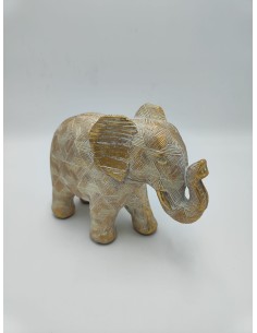Elefante Ishikari scultura decorativa in poliresina bianca e oro 20 cm | Eglo -EGLO