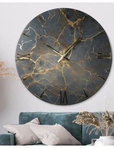 Orologio da parete Ottano Ø 80 cm effetto marmo nero e oro, numeri oro lucido | Artidea -ARTIDEA 2