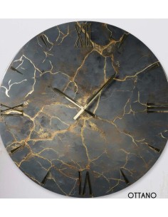 Orologio da parete Ottano Ø 80 cm effetto marmo nero e oro, numeri oro lucido | Artidea -ARTIDEA