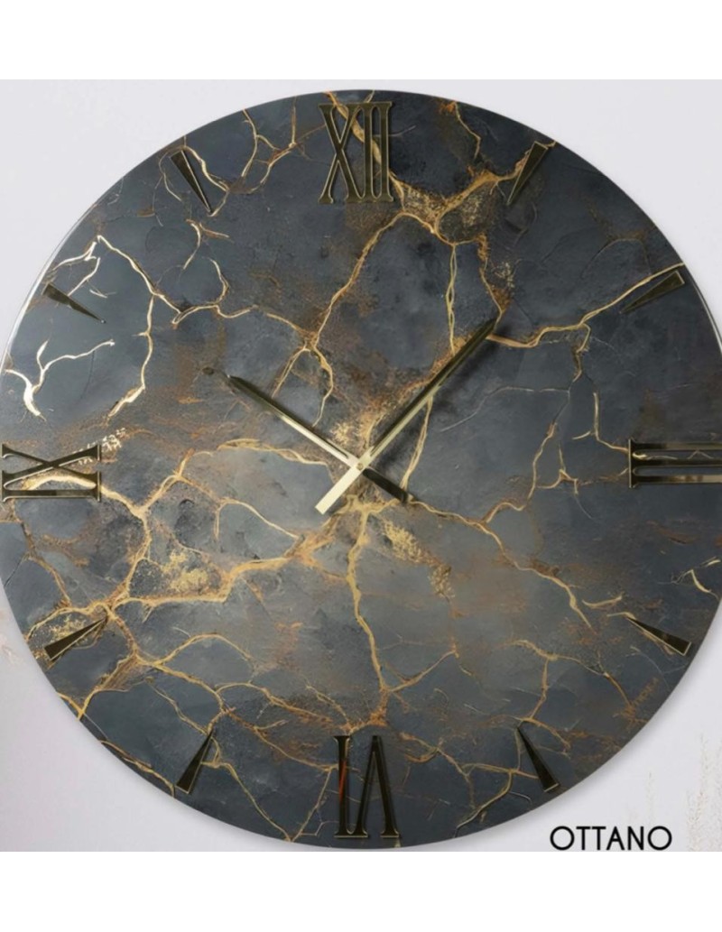 Orologio da parete Ottano Ø 80 cm effetto marmo nero e oro, numeri oro lucido | Artidea -ARTIDEA