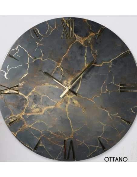 Orologio da parete Ottano Ø 80 cm effetto marmo nero e oro, numeri oro lucido | Artidea -ARTIDEA