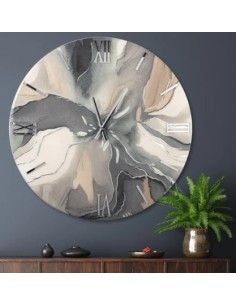 Orologio da parete Macchia Ø 60 cm effetto marmo tortora e grigio, numeri cromo | Artidea -ARTIDEA