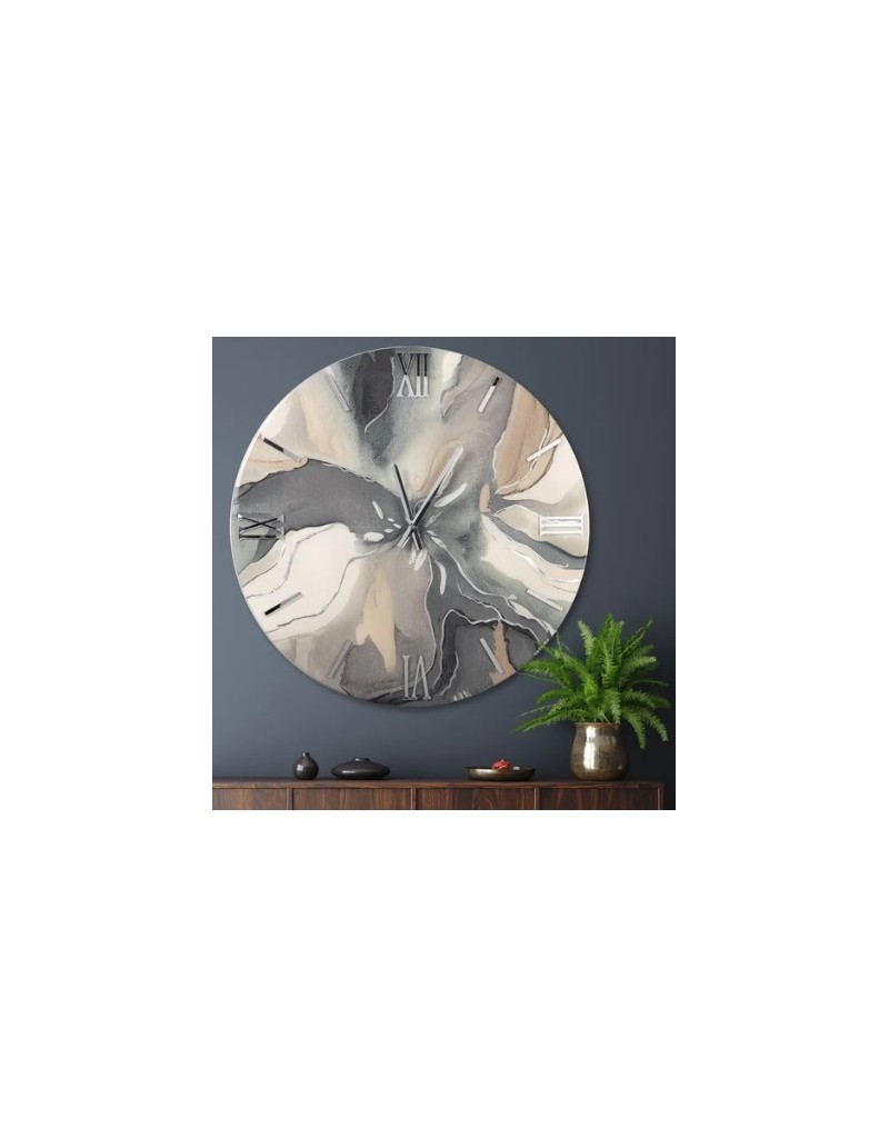 Orologio da parete Macchia Ø 60 cm effetto marmo tortora e grigio, numeri cromo | Artidea -ARTIDEA