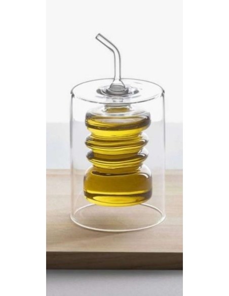 Oliera Rings piccola in vetro soffiato doppia parete H 11 cm | Ichendorf -ICHEDORF