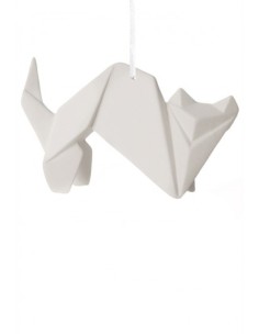 Origami decorazione gatto in porcellana bianca da appendere 13 cm | L'Abitare -L'ABITARE