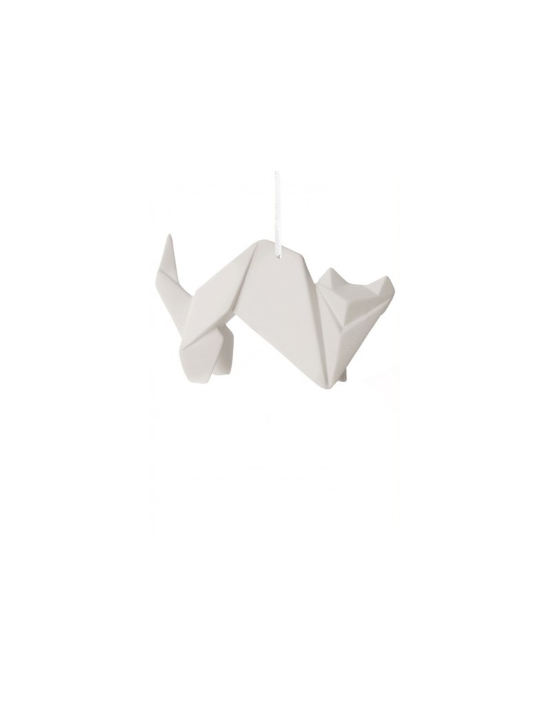 Origami decorazione gatto in porcellana bianca da appendere 13 cm | L'Abitare -L'ABITARE