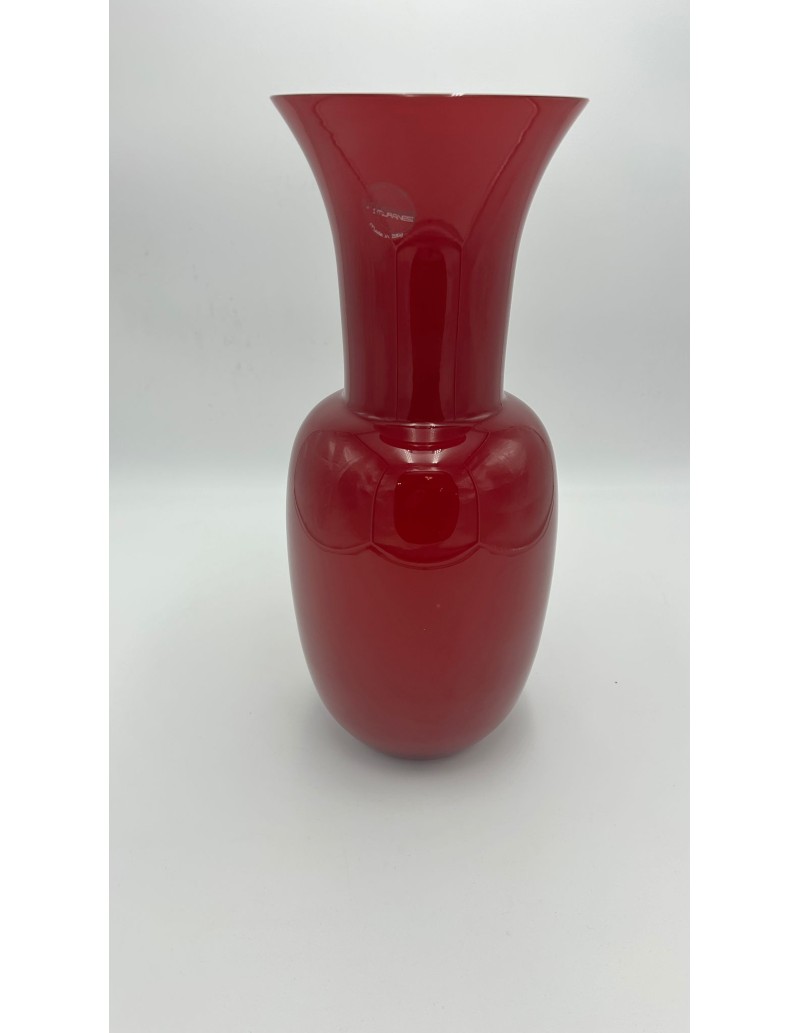 Vaso Opalino in vetro di Murano rosso, collezione Opali, H 35 cm | I Muranesi -I MURANESI