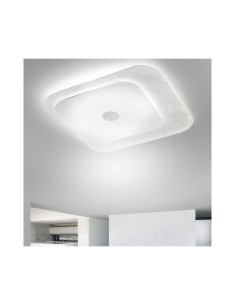 Plafoniera Fuoriskema 42x42 cm in doppio vetro decorato bianco, 3 E14 | Antea Luce -ANTEA LUCE
