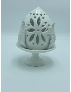 Pomo decorativo in ceramica traforata lucida, H 20 x Ø 13 cm | Ego -EGO