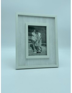 Portafoto doppio bordo in legno bianco effetto spazzolato, foto 10x15 | Ego -EGO