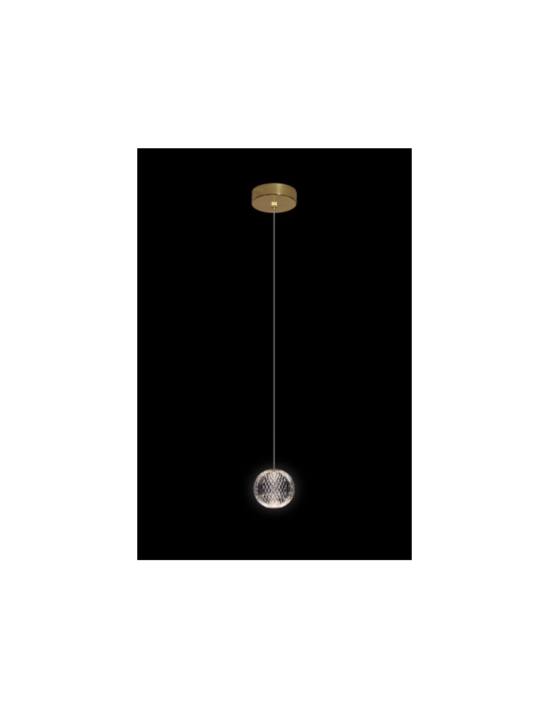 Lampada a sospensione LED Diamante pendente in acrilico, base oro lucido | Illuminati -ILLUMINATI