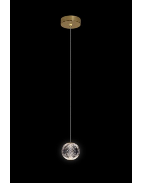 Lampada a sospensione LED Diamante pendente in acrilico, base oro lucido | Illuminati -ILLUMINATI