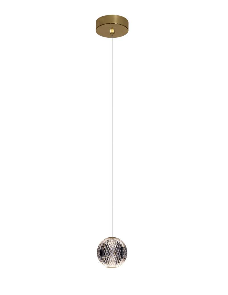 Lampada a sospensione LED Diamante pendente in acrilico, base oro lucido | Illuminati -ILLUMINATI