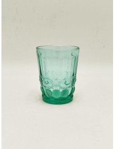 Set 6 bicchieri acqua in vetro verde con decori in rilievo, stile provenzale | Tognana -TOGNANA