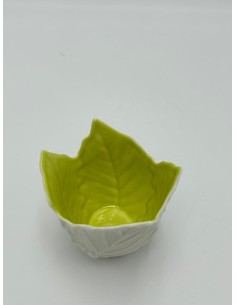 Portacandele Foglia in ceramica bianca con interno verde, Ø 9 x H 8 cm | L'Abitare -L'ABITARE 2
