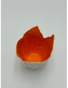 Portacandele Foglia in ceramica bianca con interno arancio, Ø 9 x H 8 cm | L'Abitare -L'ABITARE 2