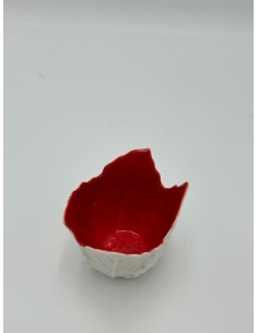 Portacandele Foglia in ceramica bianca con interno rosso, Ø 9 x H 8 cm | L'Abitare -L'ABITARE 2