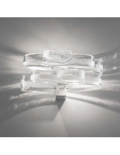 Applique Gloria a 2 luci in vetro cristallo bianco lavorato a mano, E27 | Bellart -BELLART