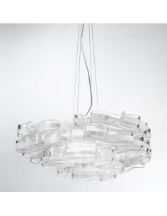 Lampada a sospensione Gloria a 4 luci in cristallo bianco fatto a mano, montatura bianca | Bellart -BELLART