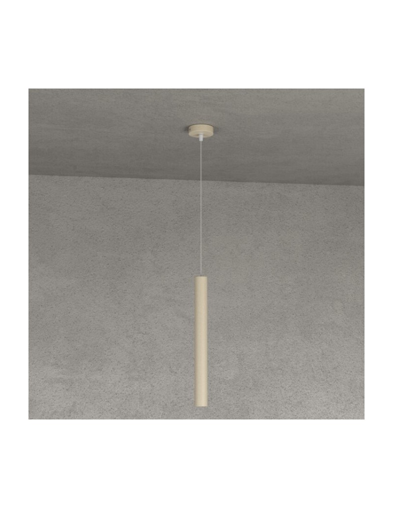 Lampada a sospensione Round Tube cilindro Ø 4 cm in metallo sabbia, GU10 | Top Light -TOP LIGHT