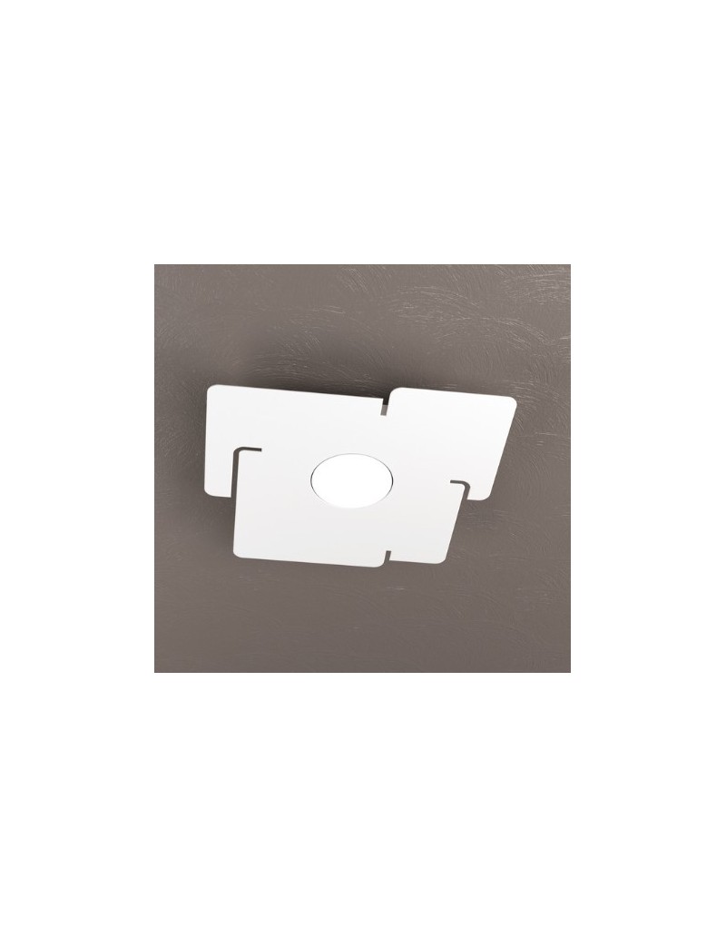 Plafoniera slim Echo 1 luce 25x26 cm in metallo bianco taglio laser, GX53 | Top Light -TOP LIGHT
