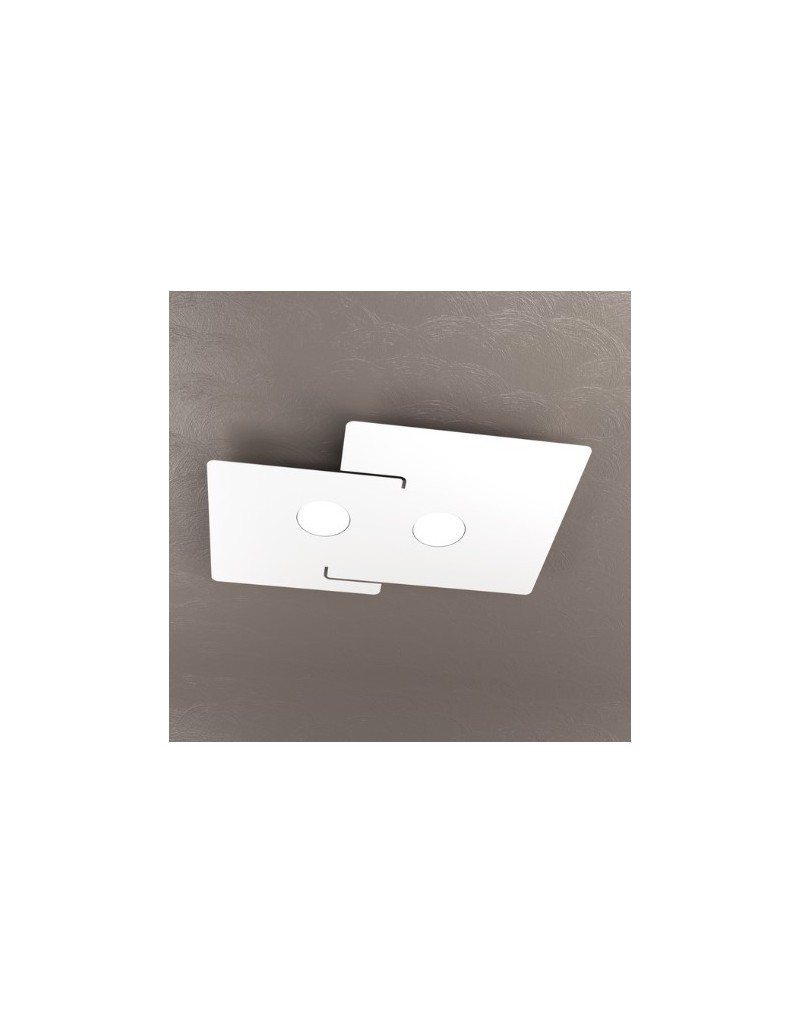Plafoniera Echo slim 2 luci 50x35 cm in metallo bianco a lastra, GX53 | Top Light -TOP LIGHT