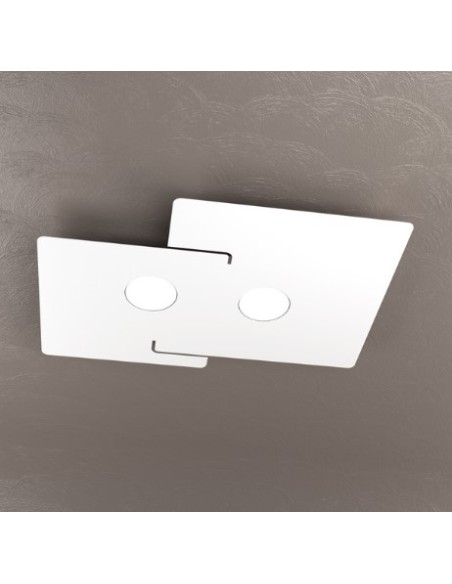 Plafoniera Echo slim 2 luci 50x35 cm in metallo bianco a lastra, GX53 | Top Light -TOP LIGHT