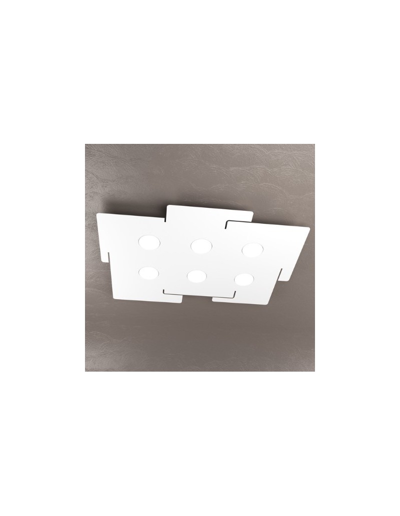 Plafoniera LED Echo slim 6 luci 71x52 cm in metallo bianco taglio laser, GX53 | Top Light -TOP LIGHT