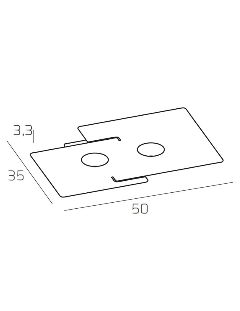 Plafoniera Echo slim 2 luci 50x35 cm in metallo bianco a lastra, GX53 | Top Light -TOP LIGHT