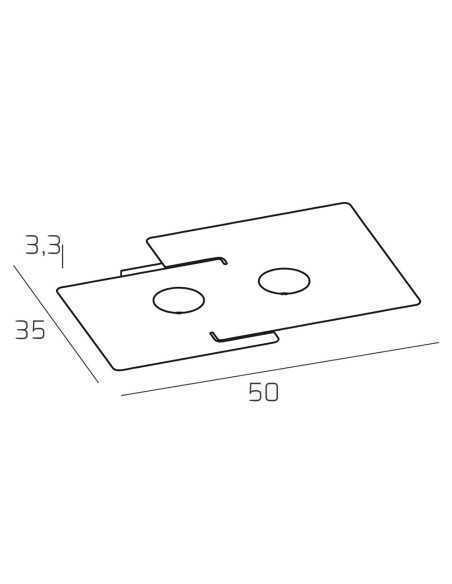 Plafoniera Echo slim 2 luci 50x35 cm in metallo bianco a lastra, GX53 | Top Light -TOP LIGHT