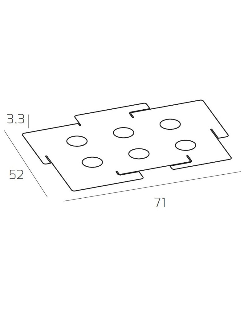 Plafoniera LED Echo slim 6 luci 71x52 cm in metallo bianco taglio laser, GX53 | Top Light -TOP LIGHT