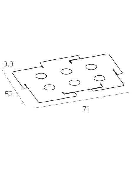 Plafoniera LED Echo slim 6 luci 71x52 cm in metallo bianco taglio laser, GX53 | Top Light -TOP LIGHT