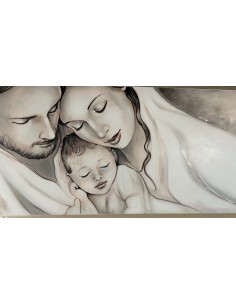 Capoletto con soggetto sacro su tavolozza bianco e tortora 120x60 cm | Artidea -ARTIDEA