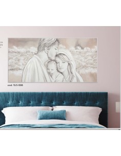 Capoletto Sacra Famiglia in tela su cornice decorata 120x60 cm | Artidea -ARTIDEA