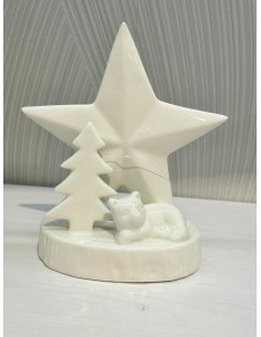 Statuina natalizia con stella, albero e orso polare in ceramica bianca | Ego -EGO