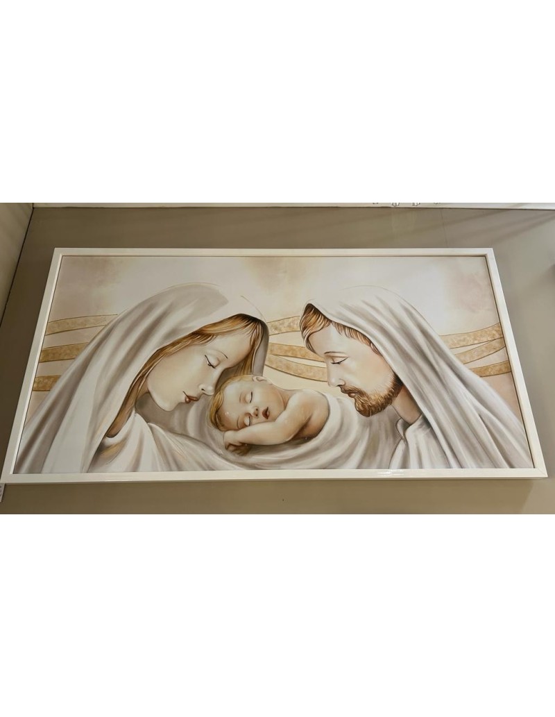 Capezzale sacro stampa su MDF decorata a mano con resine, cornice bianca, 125x64 cm | Artidea -ARTIDEA