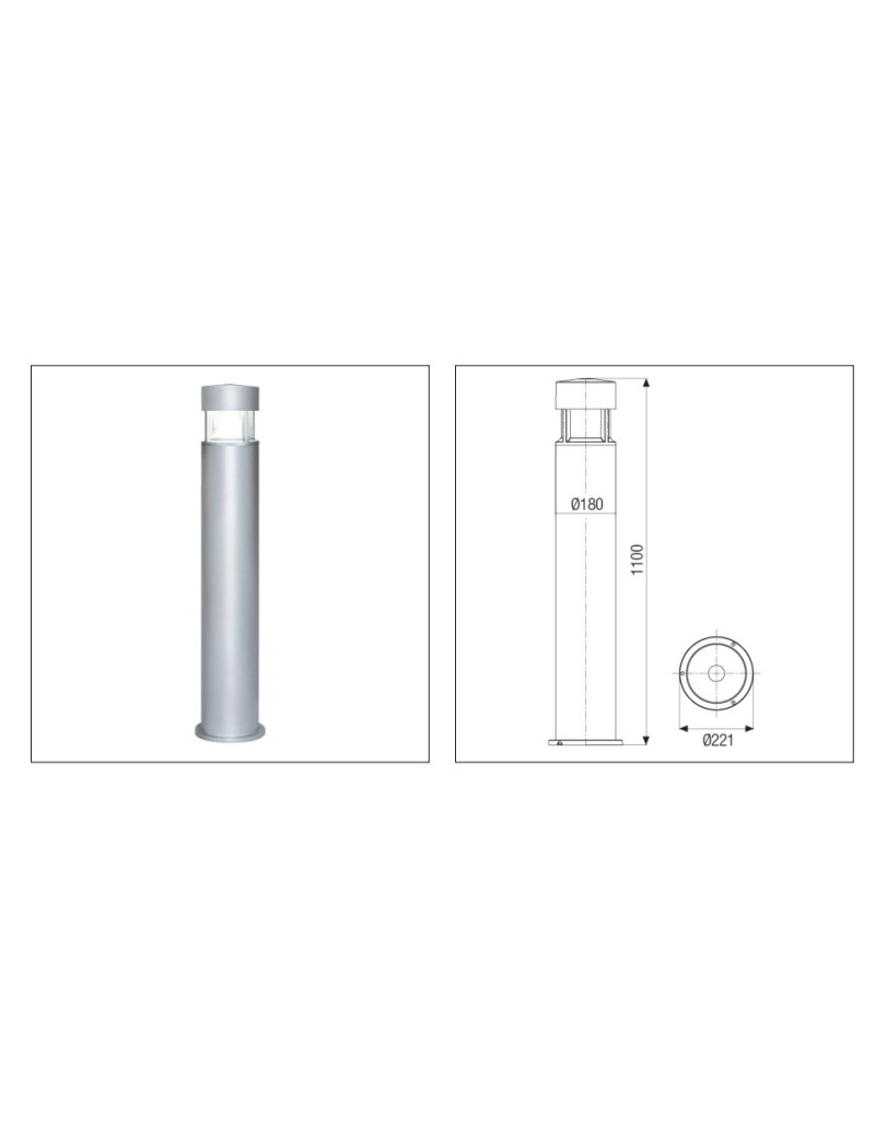 Palo Greta Big palo da terra H 110 cm in alluminio antracite, luce indiretta, G12 | Boluce -BOLUCE